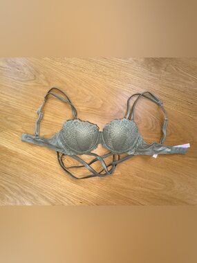 PINK Victoria's Secret Olive Green Lace Push-Up Bra